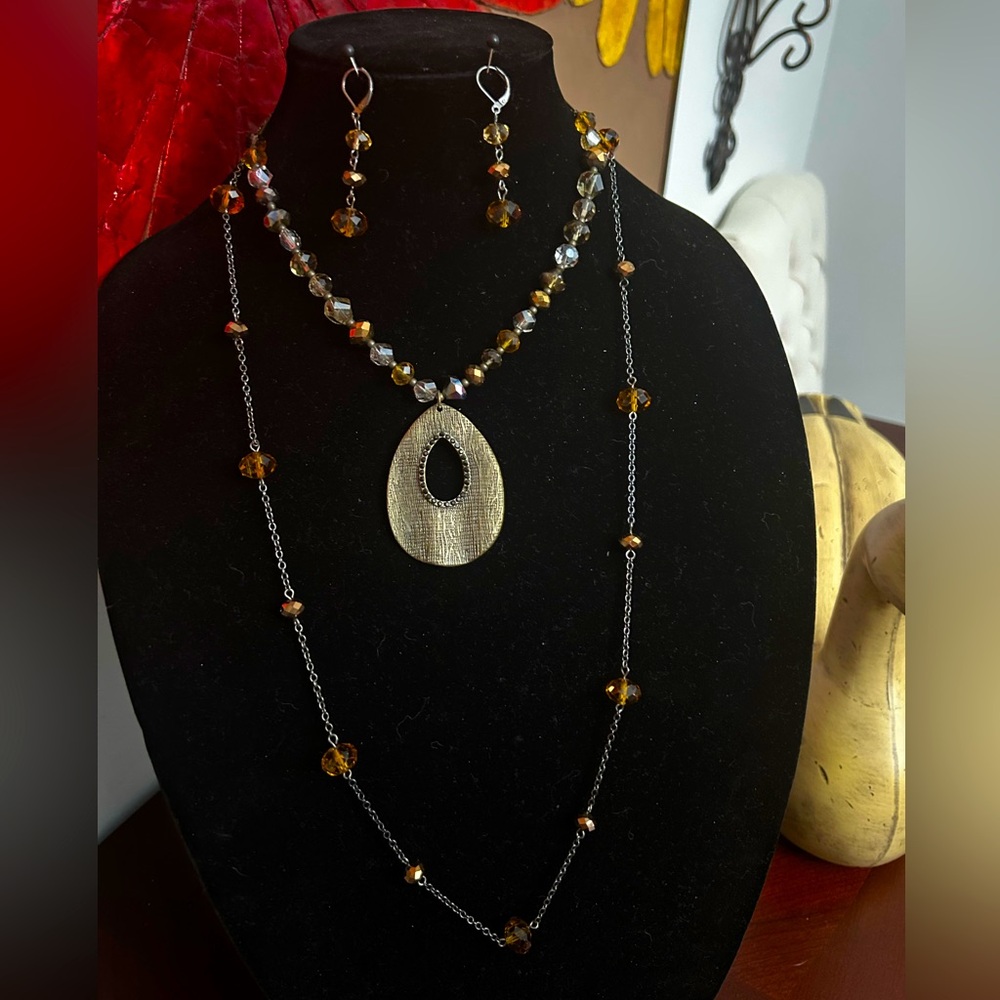 Handmade rustic necklace & earrings set